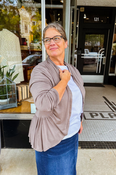Ruffle Cardigan - Mocha