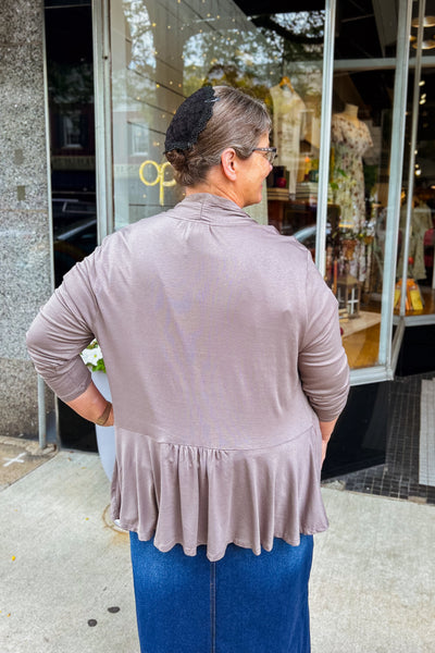 Ruffle Cardigan - Mocha