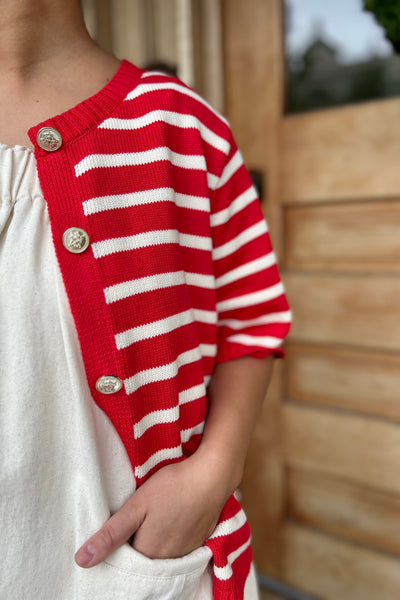 Stripe Sweater Top - Red