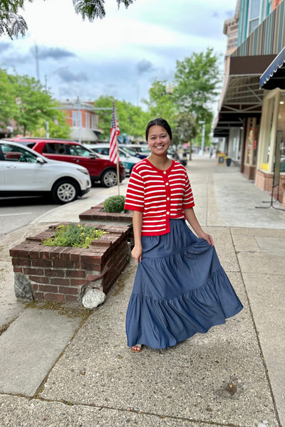 Stripe Sweater Top - Red