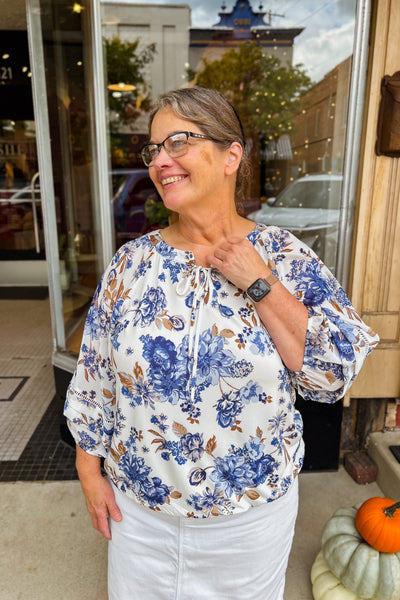 Paula Blue Floral Top