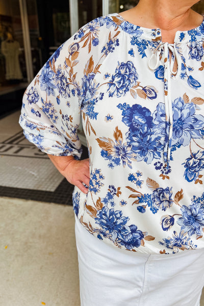 Paula Blue Floral Top