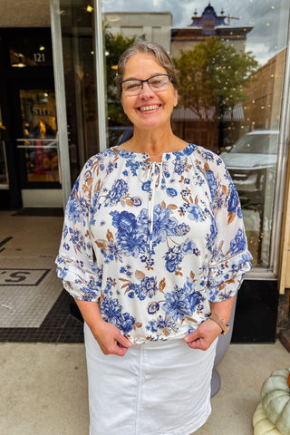 Paula Blue Floral Top