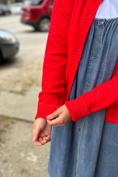 Soft Knit Cardigan - Red