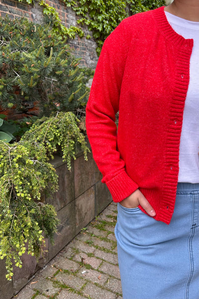 Soft Knit Cardigan - Red
