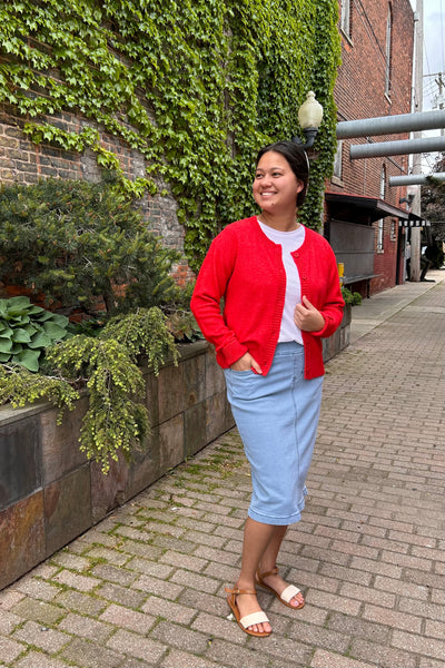 Soft Knit Cardigan - Red