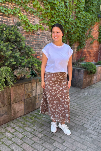 Brown Chiffon Floral Skirt