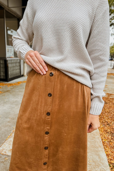 Suede Button Skirt