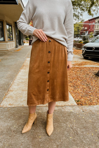 Suede Button Skirt
