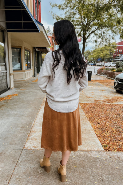 Suede Button Skirt