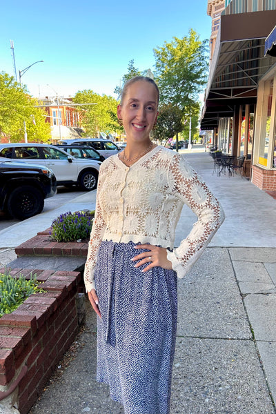 Cotton Crochet Long Sleeve Cardigan