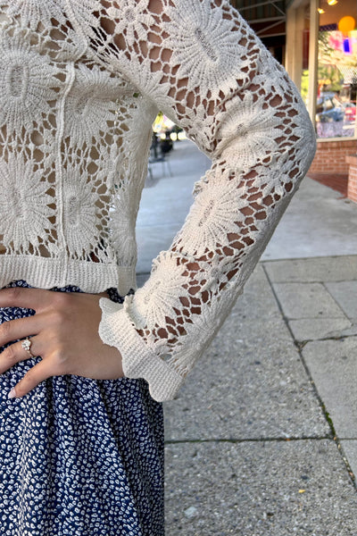 Cotton Crochet Long Sleeve Cardigan