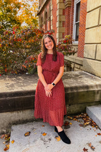 Holly Pleated Midi Dress - Burgundy