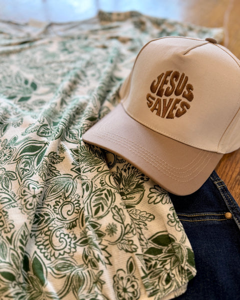 Jesus Saves Hat - Ash Mocha