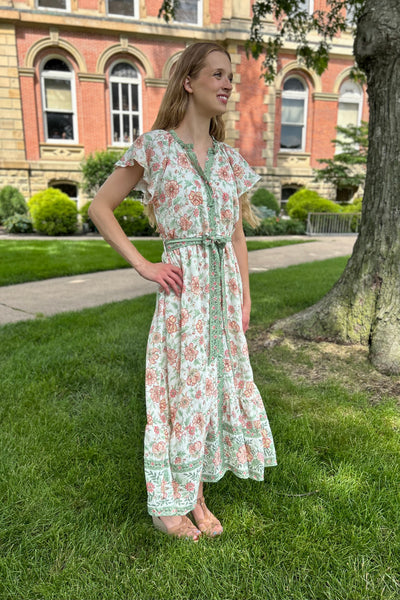 Lydia Border Print Midi Dress