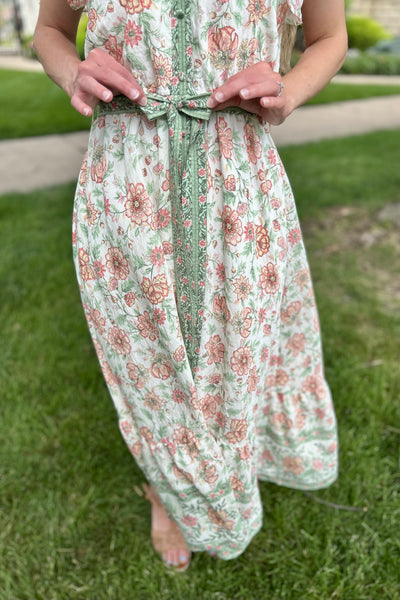 Lydia Border Print Midi Dress