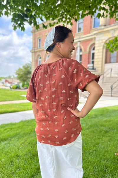 Hannah Floral Print Blouse - Terracotta