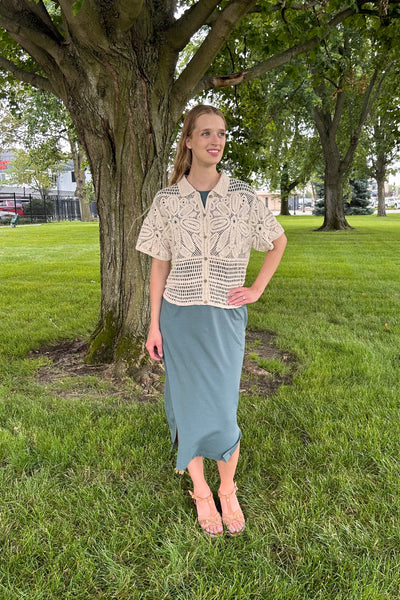 Carla Crochet Short Sleeve Cardigan
