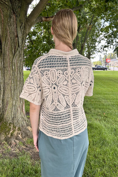 Carla Crochet Short Sleeve Cardigan