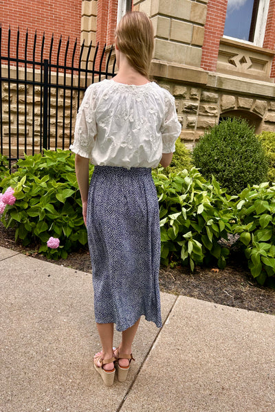 Lydia Ditsy Print Midi Skirt - Navy