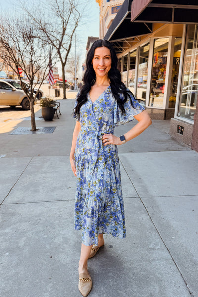 Willow Floral Midi Dress - Blue