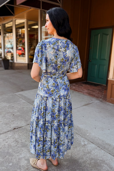 Willow Floral Midi Dress - Blue