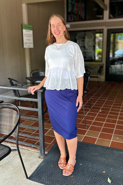 Cari Midi Skirt -Navy Ponte