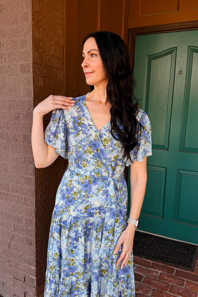 Willow Floral Midi Dress - Blue