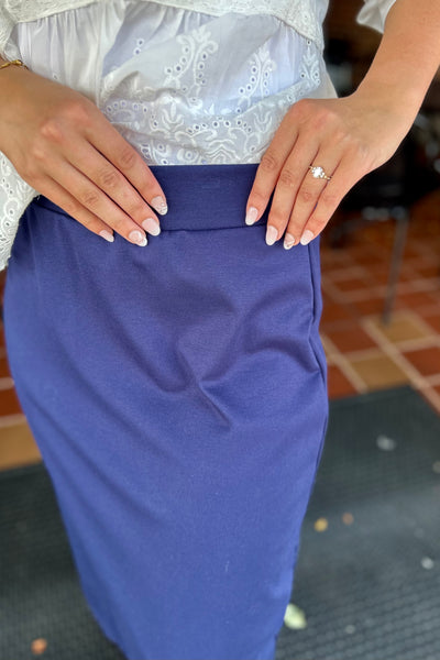 Cari Midi Skirt -Navy Ponte