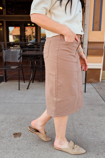 Sandra Midi Skirt - Sandstone