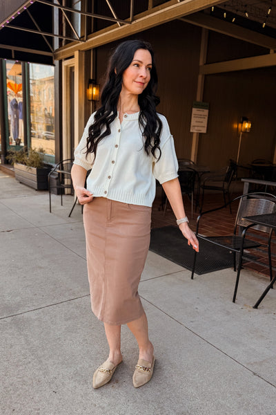 Sandra Midi Skirt - Sandstone
