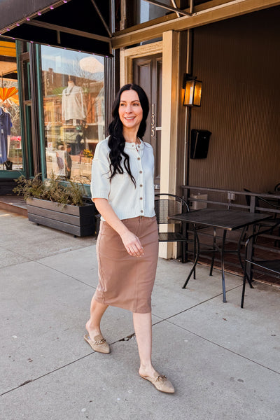 Sandra Midi Skirt - Sandstone