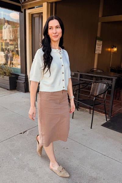 Sandra Midi Skirt - Sandstone