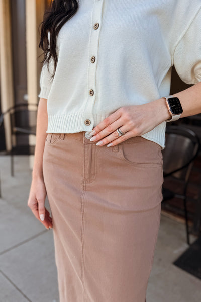 Sandra Midi Skirt - Sandstone