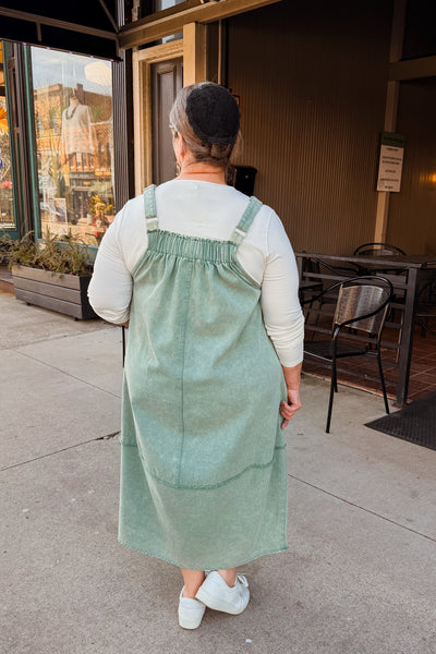 Harper Overall Midi Dress - Sage