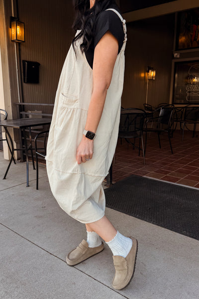 Harper Overall Midi Dress - Oatmeal