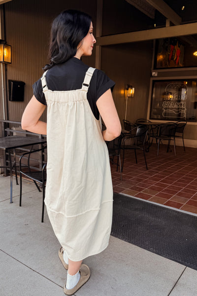 Harper Overall Midi Dress - Oatmeal