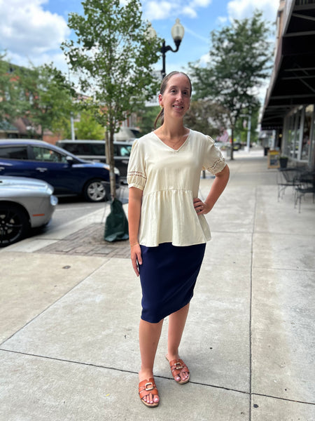 Cari Midi Skirt -Navy Ponte