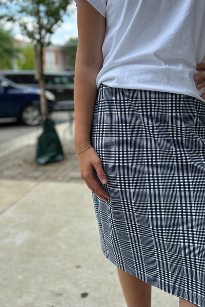 Cari Midi Skirt - Navy Plaid