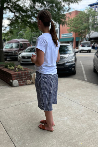 Cari Midi Skirt - Navy Plaid