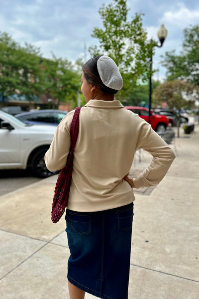 Ella Collared Pullover - Eggshell