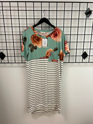 Size Small Floral Stripe Dress