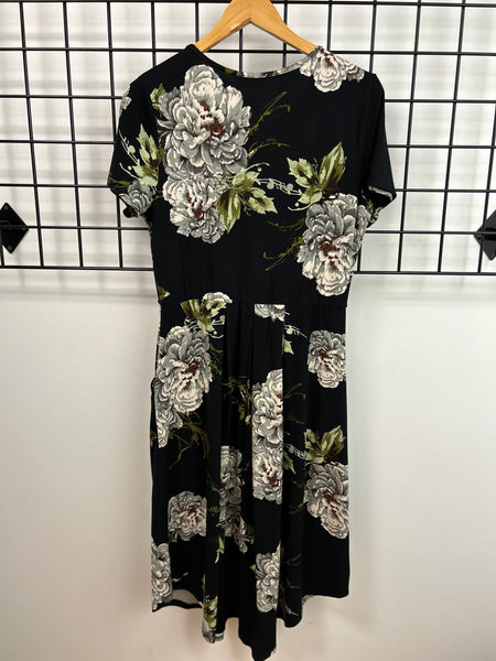 Size Large Black Floral Midi Dress