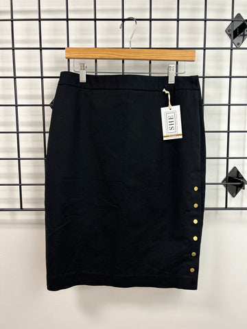 Size 10 Black Snap  Pencil Skirt