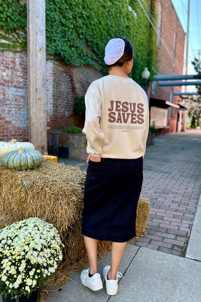 Jesus Saves Sweatshirt - Cream
