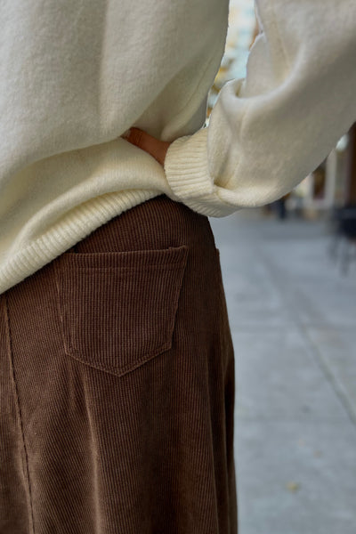 Mabel Corduroy Midi Skirt - Brown