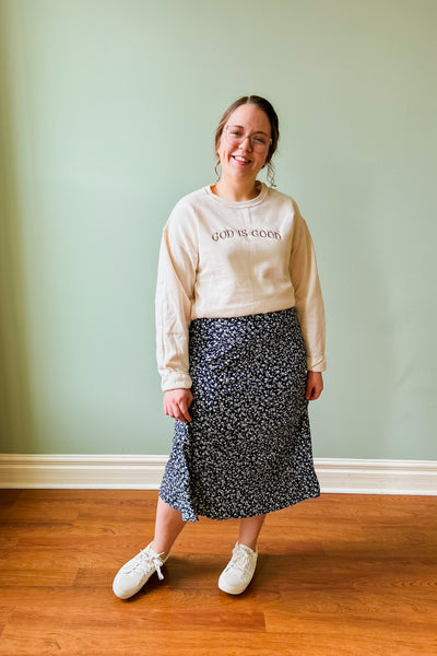 Belinda Print Midi Skirt - Navy