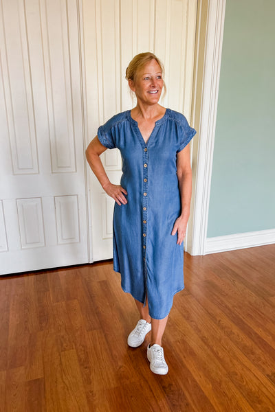 Chambray Button Dress