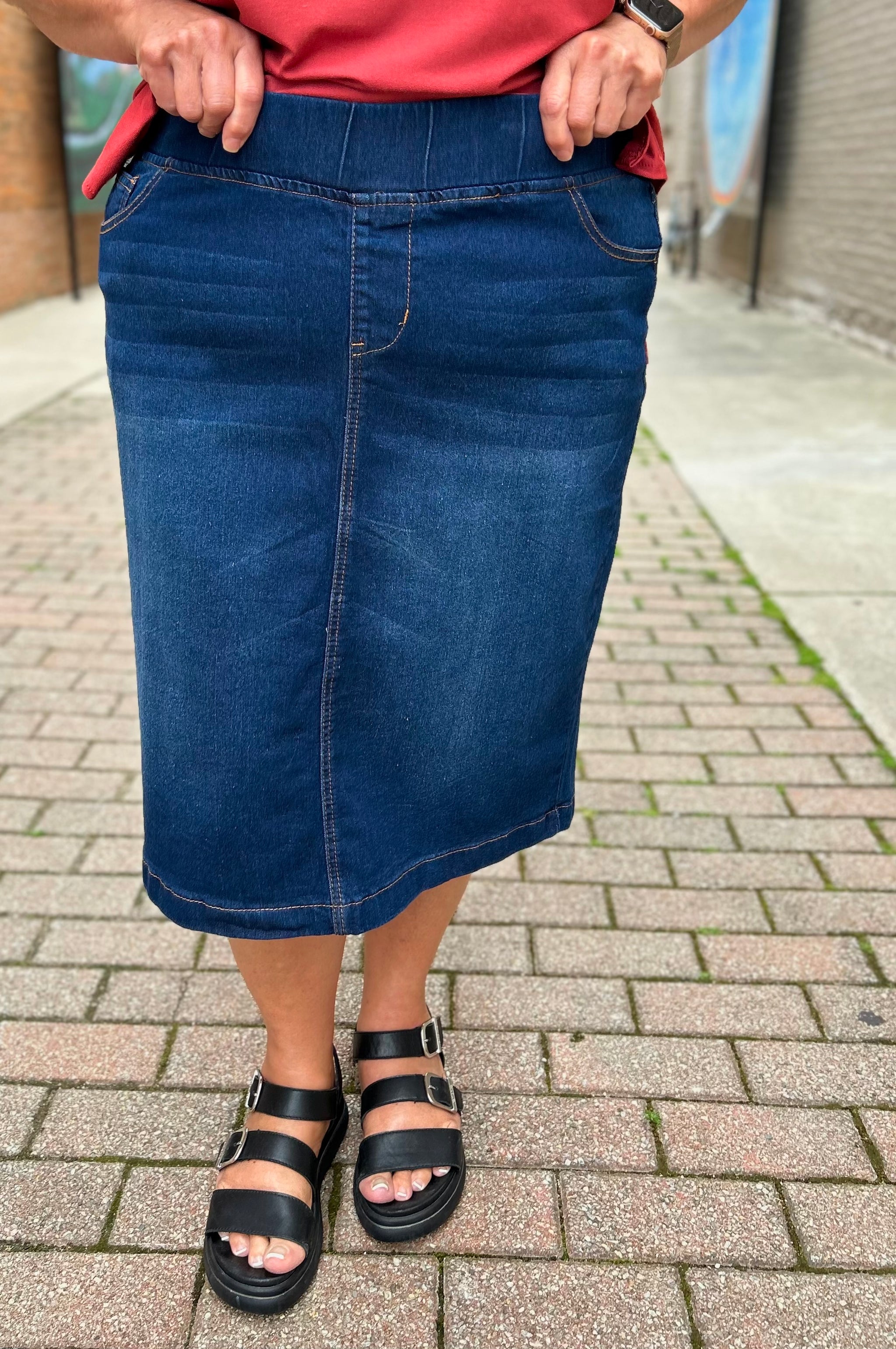 Amanda Dark Wash Denim Skirt – I M SHE, LLC