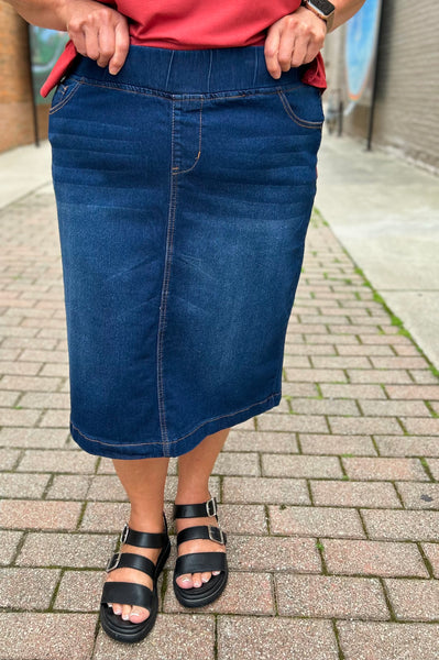 Amanda Dark Wash Denim Skirt